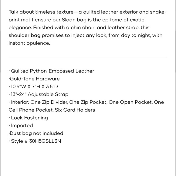 Michael Kors Sloan Quilted Phyton Embossed Leather Large Chain Shoulder Bag - Picture 13 of 13